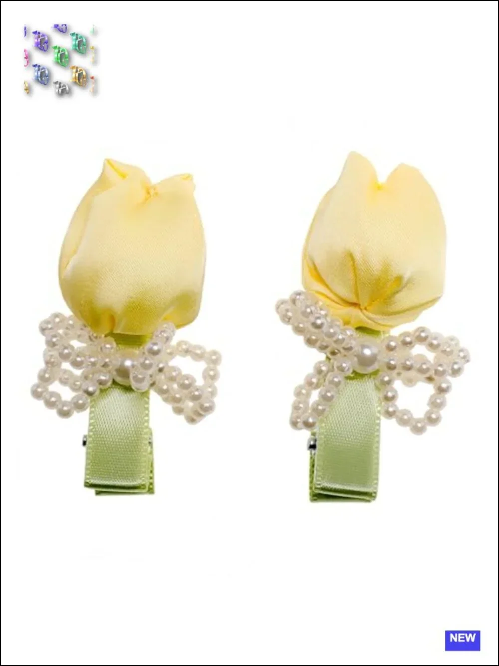 2 Pack 3D Tulip Hair Bow Clips Faux Pearl Flower Barrettes Non Slip Korean